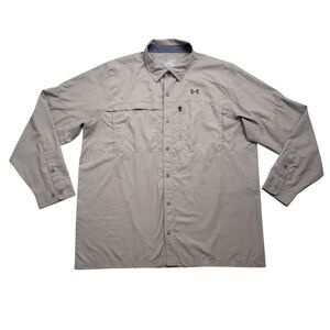 Under Armour Flats Guide II Shirt mens 2XL Tan Fishing Vented heatgear
